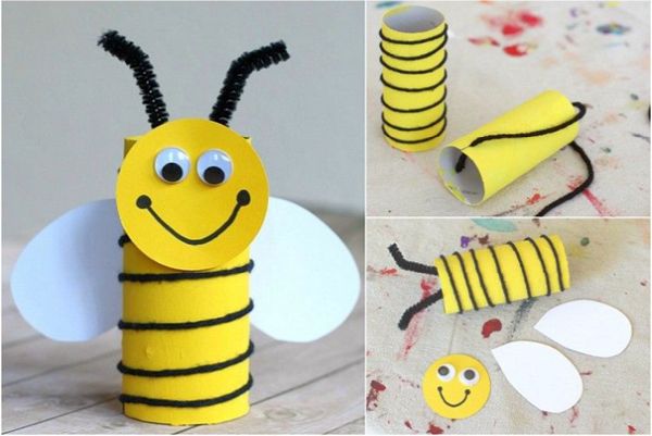 Bastern mit alten Klopapierrollen